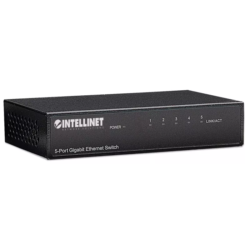 Intellinet 5-portowy przełącznik Gigabit Ethernet, rozmiar biurkowy, obudowa metalowa, IEEE 802.3az (Energy Efficient Ethernet)