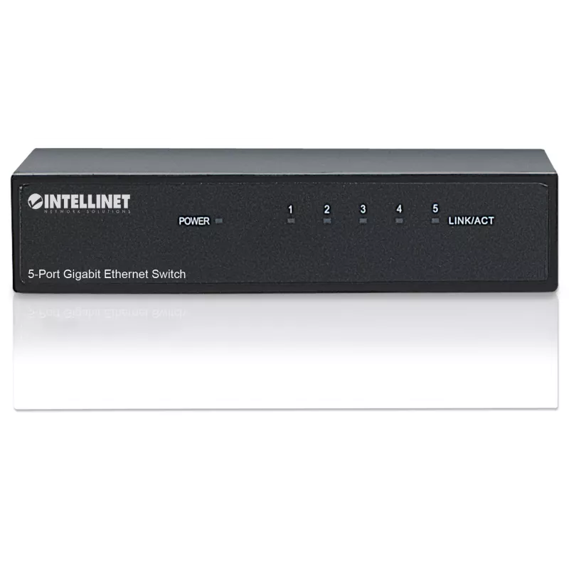 Intellinet 5-portowy przełącznik Gigabit Ethernet, rozmiar biurkowy, obudowa metalowa, IEEE 802.3az (Energy Efficient Ethernet)