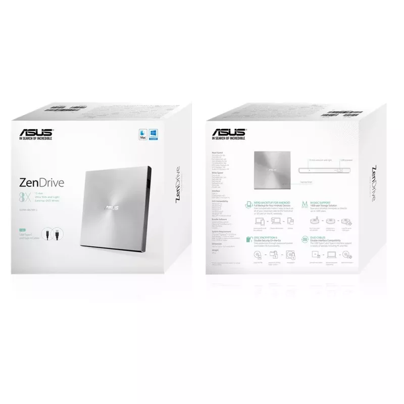 ASUS ZenDrive U9M napęd optyczny DVD±RW srebrny