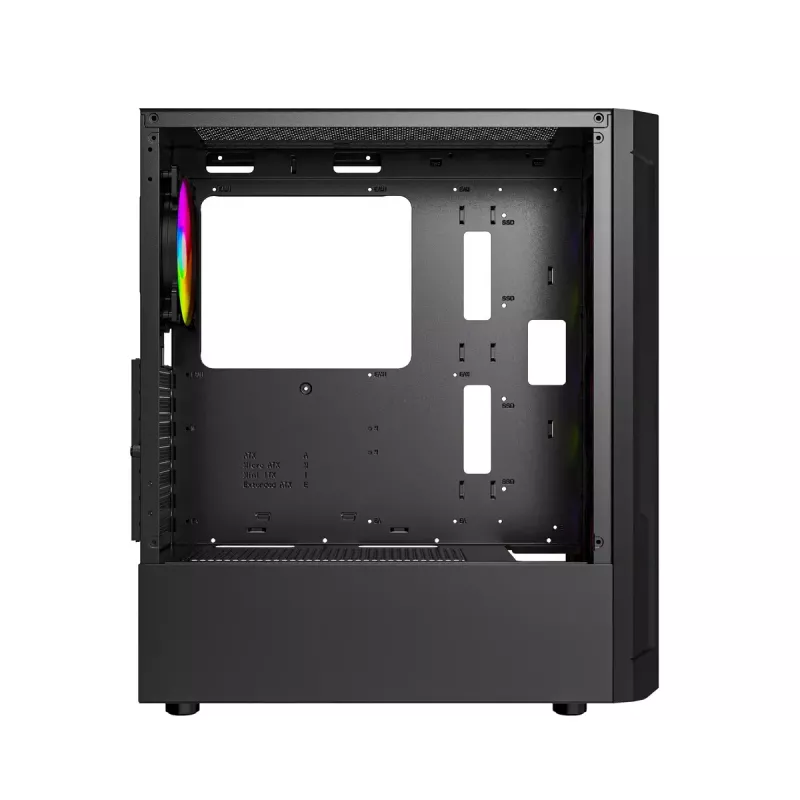 Obudowa PC GEMBIRD Fornax 400X Midi Tower Czarna — ATX, szkło hartowane, wentylatory RGB, 4 wnęki 2,5 cala, 2x USB 3.0