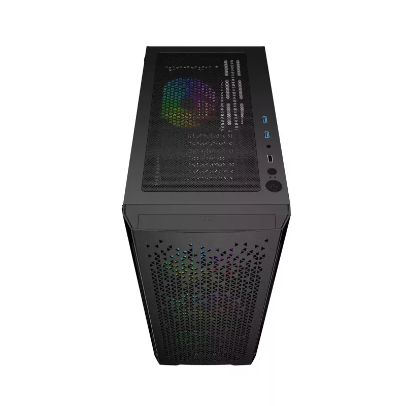 Obudowa PC GEMBIRD Fornax 400X Midi Tower Czarna — ATX, szkło hartowane, wentylatory RGB, 4 wnęki 2,5 cala, 2x USB 3.0