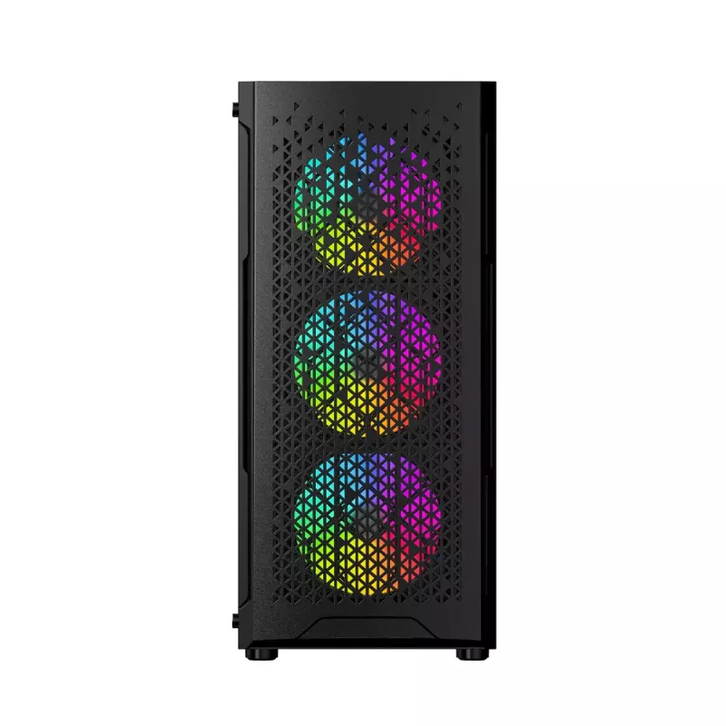Obudowa PC GEMBIRD Fornax 400X Midi Tower Czarna — ATX, szkło hartowane, wentylatory RGB, 4 wnęki 2,5 cala, 2x USB 3.0