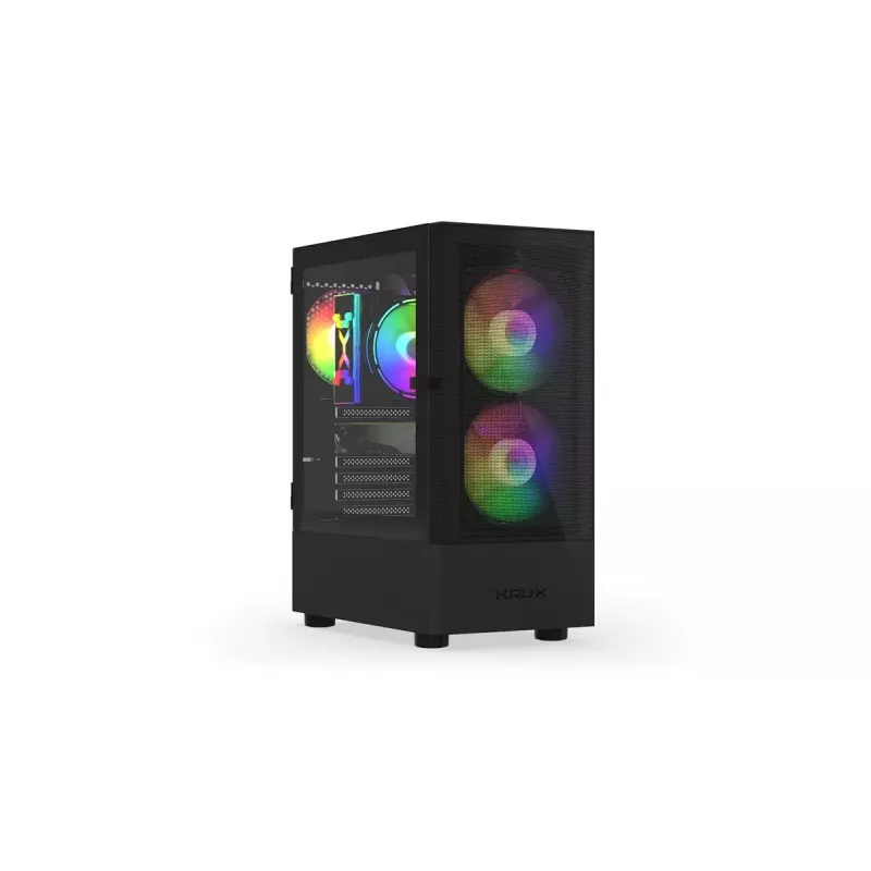 Obudowa PC KRUX VAKO KRX0132 ATX czarna — hartowane szkło, RGB, obsługuje Mini‑ATX, GPU do 31 cm, chłodzenie CPU do 15,9 cm
