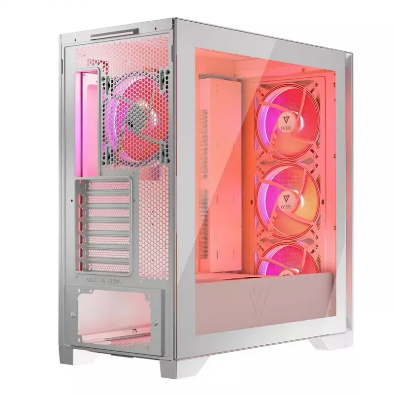 Obudowa PC MODECOM VOLCANO EXPANSE S APEX ARGB Midi Tower Biała — szkło hartowane, ARGB, obsługa micro ATX, GPU do 430 mm