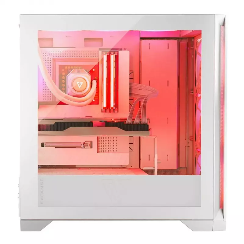 Obudowa PC MODECOM VOLCANO EXPANSE S APEX ARGB Midi Tower Biała — szkło hartowane, ARGB, obsługa micro ATX, GPU do 430 mm