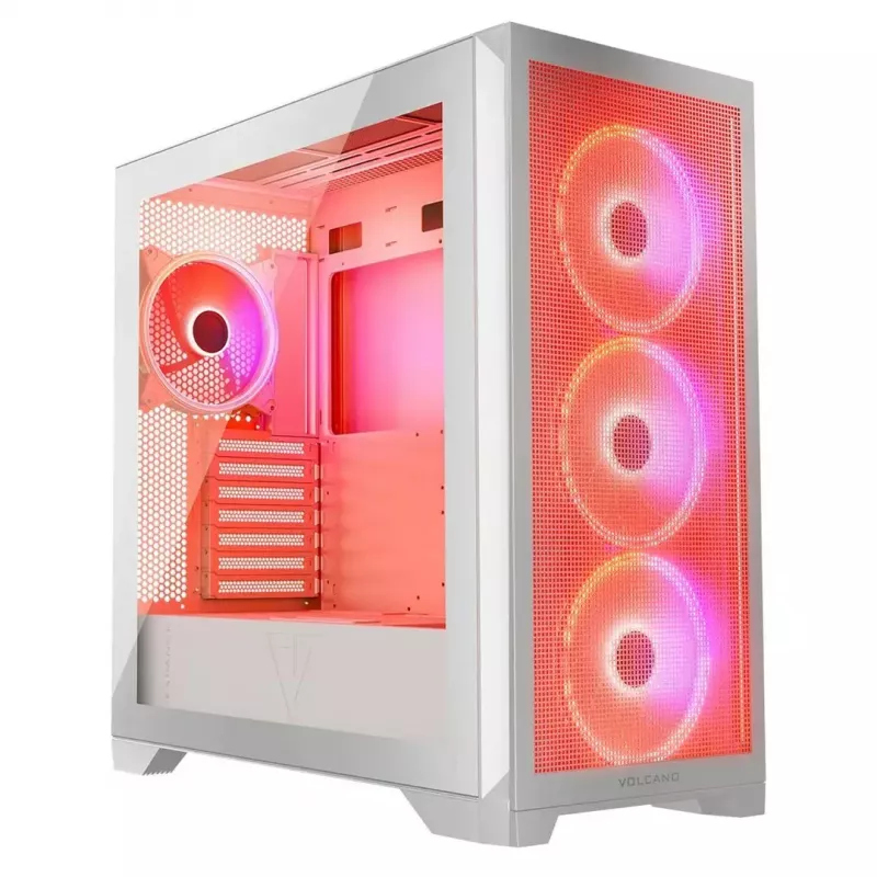Obudowa PC MODECOM VOLCANO EXPANSE S APEX ARGB Midi Tower Biała — szkło hartowane, ARGB, obsługa micro ATX, GPU do 430 mm