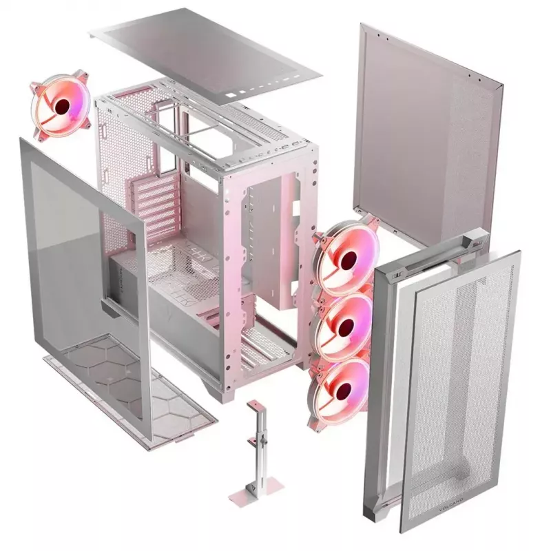 Obudowa PC MODECOM VOLCANO EXPANSE S APEX ARGB Midi Tower Biała — szkło hartowane, ARGB, obsługa micro ATX, GPU do 430 mm