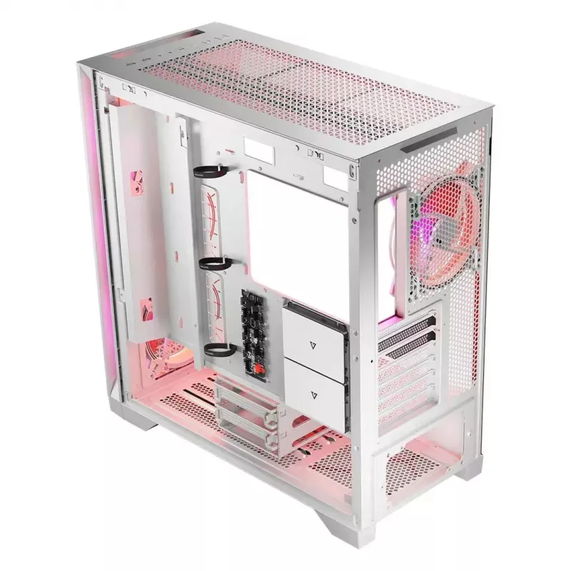Obudowa PC MODECOM VOLCANO EXPANSE T APEX ARGB MIDI Biała — szkło hartowane, ARGB, USB-C, obsługa micro-ATX, GPU do 430 mm