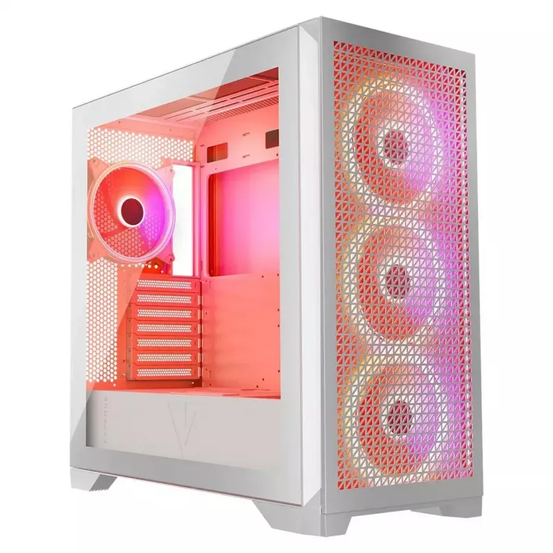 Obudowa PC MODECOM VOLCANO EXPANSE T APEX ARGB MIDI Biała — szkło hartowane, ARGB, USB-C, obsługa micro-ATX, GPU do 430 mm