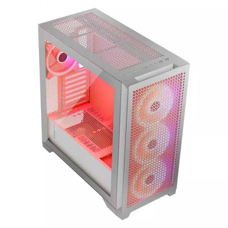 Obudowa PC MODECOM VOLCANO EXPANSE T APEX ARGB MIDI Biała — szkło hartowane, ARGB, USB-C, obsługa micro-ATX, GPU do 430 mm