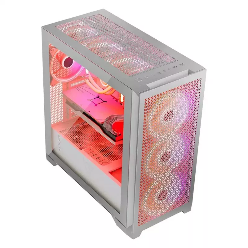 Obudowa PC MODECOM VOLCANO EXPANSE T APEX ARGB MIDI Biała — szkło hartowane, ARGB, USB-C, obsługa micro-ATX, GPU do 430 mm