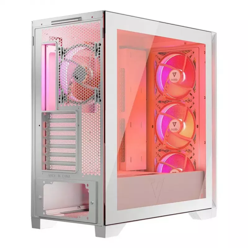 Obudowa PC MODECOM VOLCANO EXPANSE T APEX ARGB MIDI Biała — szkło hartowane, ARGB, USB-C, obsługa micro-ATX, GPU do 430 mm