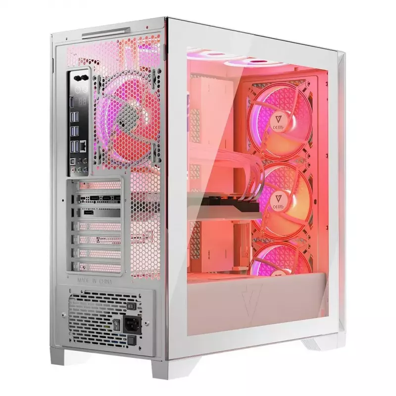 Obudowa PC MODECOM VOLCANO EXPANSE T APEX ARGB MIDI Biała — szkło hartowane, ARGB, USB-C, obsługa micro-ATX, GPU do 430 mm