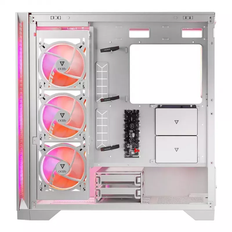 Obudowa PC MODECOM VOLCANO EXPANSE T APEX ARGB MIDI Biała — szkło hartowane, ARGB, USB-C, obsługa micro-ATX, GPU do 430 mm