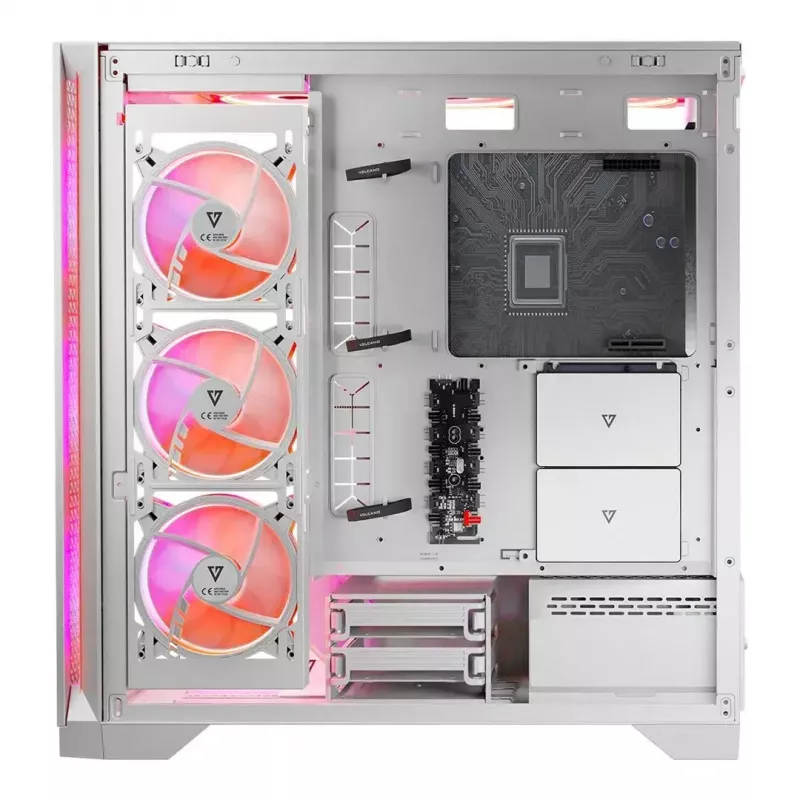Obudowa PC MODECOM VOLCANO EXPANSE T APEX ARGB MIDI Biała — szkło hartowane, ARGB, USB-C, obsługa micro-ATX, GPU do 430 mm