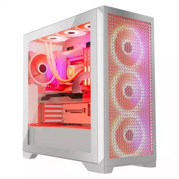 Obudowa PC MODECOM VOLCANO EXPANSE T APEX ARGB MIDI Biała — szkło hartowane, ARGB, USB-C, obsługa micro-ATX, GPU do 430 mm