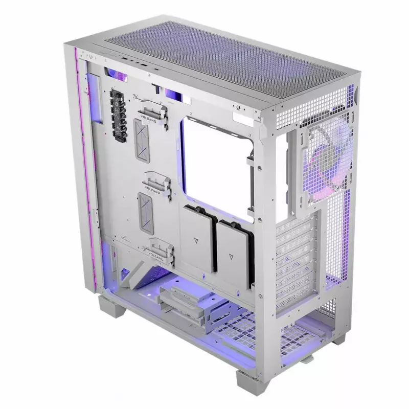 Obudowa komputerowa MODECOM Volcano Perun Apex ARGB biała — Midi Tower, szkło hartowane, ARGB, USB-C, obsługa micro ATX, GPU do 39 cm