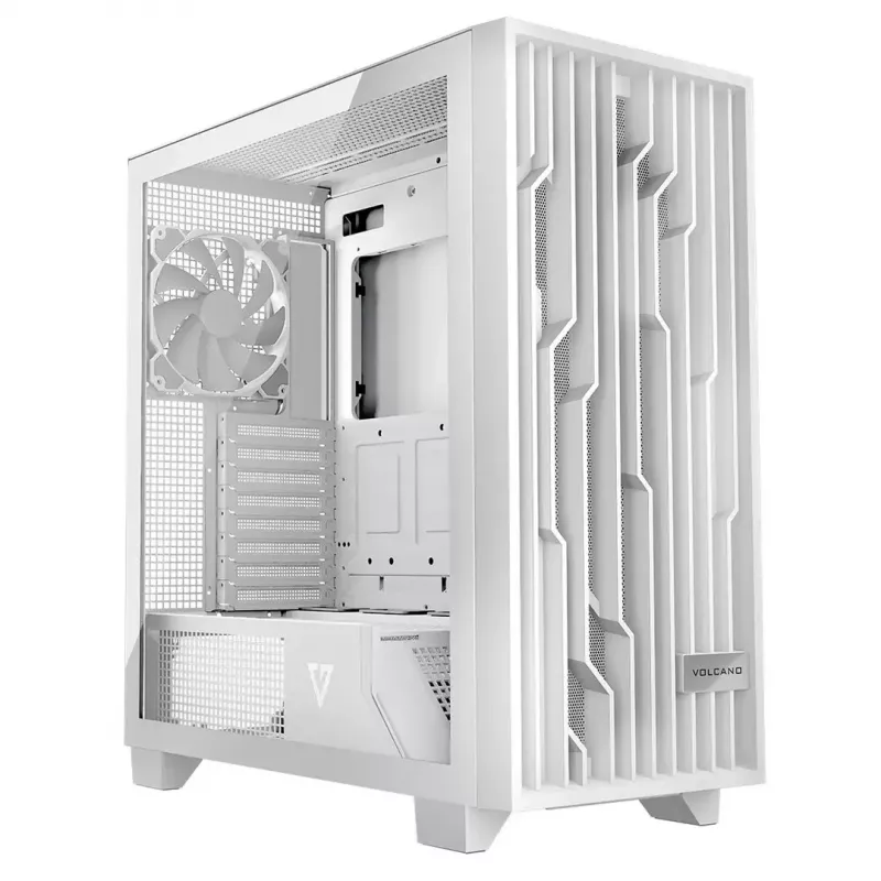 Obudowa komputerowa MODECOM Volcano Perun Apex ARGB biała — Midi Tower, szkło hartowane, ARGB, USB-C, obsługa micro ATX, GPU do 39 cm