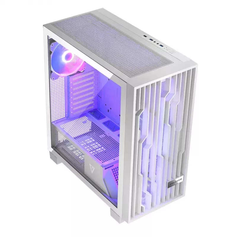 Obudowa komputerowa MODECOM Volcano Perun Apex ARGB biała — Midi Tower, szkło hartowane, ARGB, USB-C, obsługa micro ATX, GPU do 39 cm