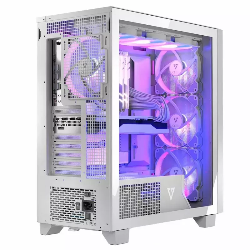 Obudowa komputerowa MODECOM Volcano Perun Apex ARGB biała — Midi Tower, szkło hartowane, ARGB, USB-C, obsługa micro ATX, GPU do 39 cm