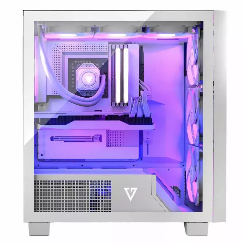 Obudowa komputerowa MODECOM Volcano Perun Apex ARGB biała — Midi Tower, szkło hartowane, ARGB, USB-C, obsługa micro ATX, GPU do 39 cm