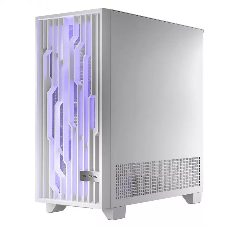 Obudowa komputerowa MODECOM Volcano Perun Apex ARGB biała — Midi Tower, szkło hartowane, ARGB, USB-C, obsługa micro ATX, GPU do 39 cm