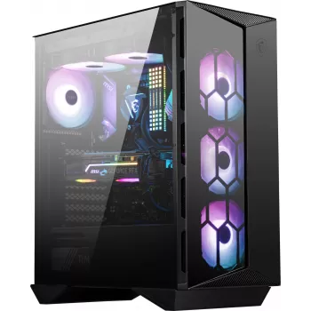 MSI MPG GUNGNIR 110R Mid Tower Obudowa gamingowa do komputera Czarna, USB 3.2 Gen2 Type C, 4 wentylatory 120 mm ARGB, Synchronizacja Mystic Light, Kontroler ARGB 1 na 6, 2 panele ze szkła hartowanego, ATX, mATX, mini-ITX