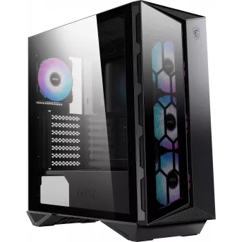 MSI MPG GUNGNIR 110R Mid Tower Obudowa gamingowa do komputera Czarna, USB 3.2 Gen2 Type C, 4 wentylatory 120 mm ARGB, Synchronizacja Mystic Light, Kontroler ARGB 1 na 6, 2 panele ze szkła hartowanego, ATX, mATX, mini-ITX