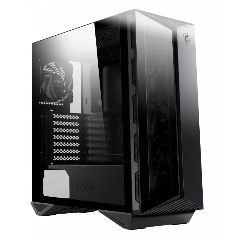 MSI MPG GUNGNIR 110R Mid Tower Obudowa gamingowa do komputera Czarna, USB 3.2 Gen2 Type C, 4 wentylatory 120 mm ARGB, Synchronizacja Mystic Light, Kontroler ARGB 1 na 6, 2 panele ze szkła hartowanego, ATX, mATX, mini-ITX
