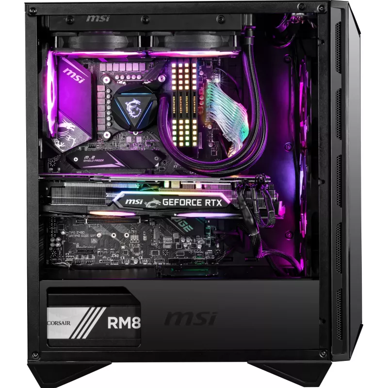MSI MPG GUNGNIR 110R Mid Tower Obudowa gamingowa do komputera Czarna, USB 3.2 Gen2 Type C, 4 wentylatory 120 mm ARGB, Synchronizacja Mystic Light, Kontroler ARGB 1 na 6, 2 panele ze szkła hartowanego, ATX, mATX, mini-ITX