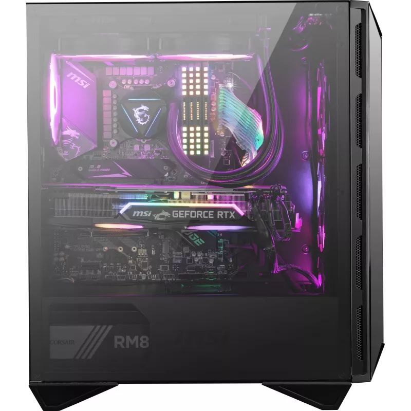 MSI MPG GUNGNIR 110R Mid Tower Obudowa gamingowa do komputera Czarna, USB 3.2 Gen2 Type C, 4 wentylatory 120 mm ARGB, Synchronizacja Mystic Light, Kontroler ARGB 1 na 6, 2 panele ze szkła hartowanego, ATX, mATX, mini-ITX