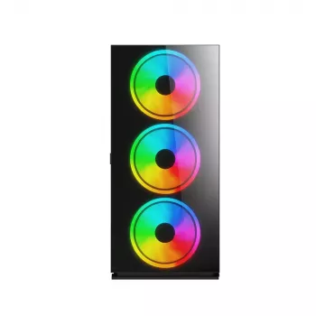 Obudowa PC SAVIO Prime X1 ARGB Glass Midi Tower Czarna — szkło hartowane, wentylatory ARGB, obsługa micro ATX/ATX