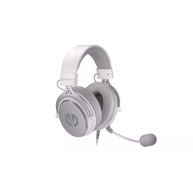 Przewodowy dwuuszny zestaw słuchawkowy ENDORFY VIRO Plus USB Onyx biały — przetworniki 53 mm, 20–20000 Hz, 98 dB, 32 Ω, odłączany mikrofon na wysięgniku, kabel 2,9 m