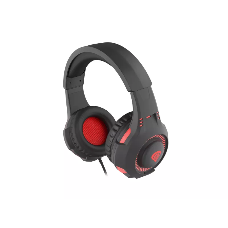 Słuchawki GENESIS Radon 210, przewodowe, nauszne, gamingowe, USB Type-A, czarno-czerwone
