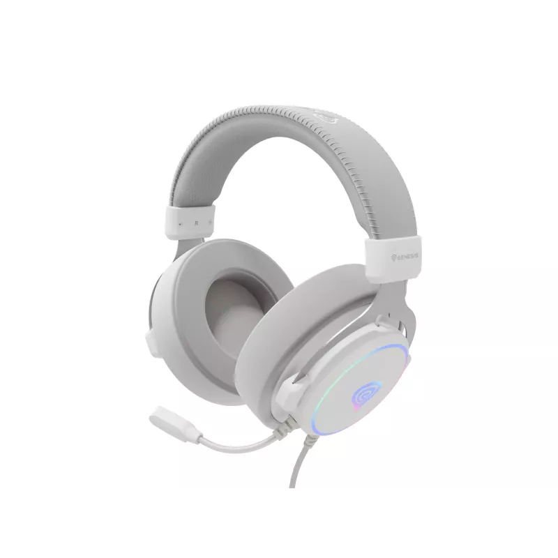 Słuchawki GENESIS Neon 764 Przewodowe Nauszne Gaming USB Type-A Białe
