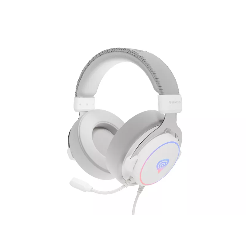 Słuchawki GENESIS Neon 764 Przewodowe Nauszne Gaming USB Type-A Białe