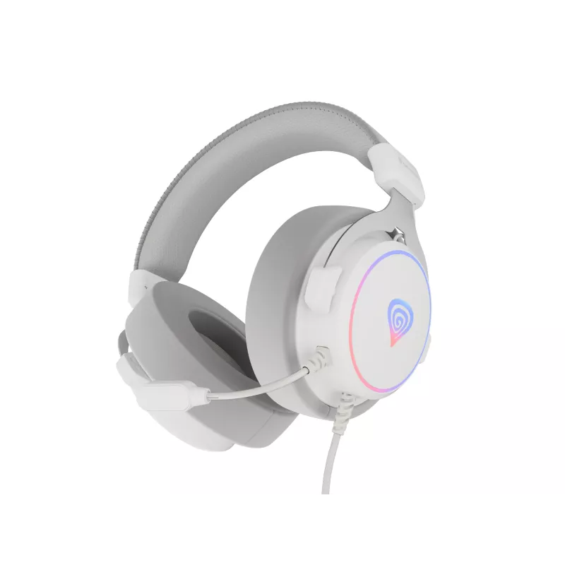 Słuchawki GENESIS Neon 764 Przewodowe Nauszne Gaming USB Type-A Białe