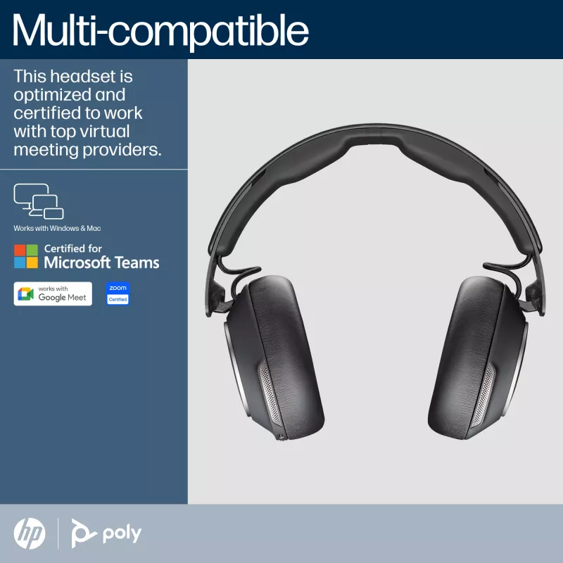 HP Poly Voyager Surround 80 UC Microsoft Teams Certified USB-C Headset +USB-C/A Adapter