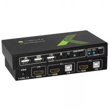 Techly 2x1 USB HDMI 4Kx2K IDATA KVM-HDMI2U przełącznik KVM Czarny