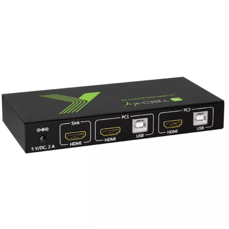 Techly 2x1 USB HDMI 4Kx2K IDATA KVM-HDMI2U przełącznik KVM Czarny