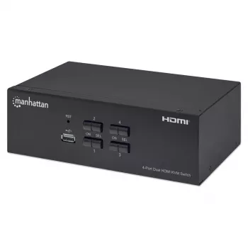 Przełącznik KVM Manhattan 4-portowy 4K@30Hz USB-A Audio Mic