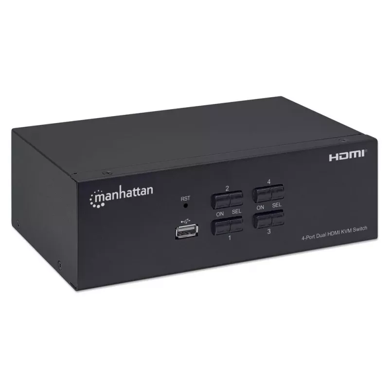 Przełącznik KVM Manhattan 4-portowy 4K@30Hz USB-A Audio Mic