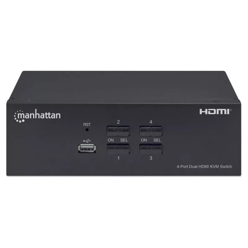 Przełącznik KVM Manhattan 4-portowy 4K@30Hz USB-A Audio Mic