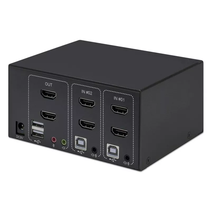 Przełącznik KVM Manhattan 2-Port 4K HDMI USB Audio do sterowania 2 komputerami