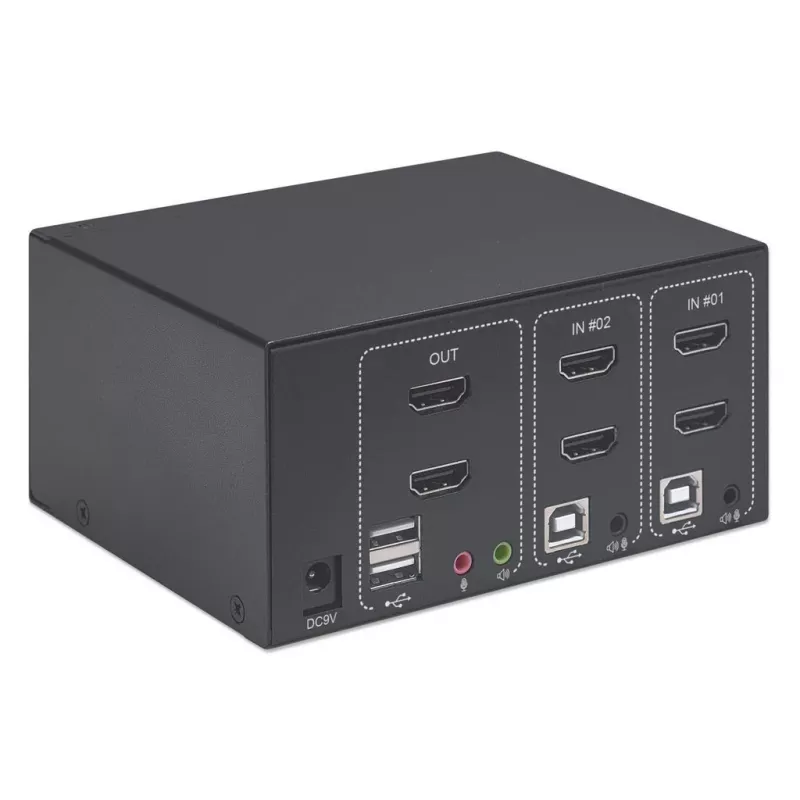 Przełącznik KVM Manhattan 2-Port 4K HDMI USB Audio do sterowania 2 komputerami