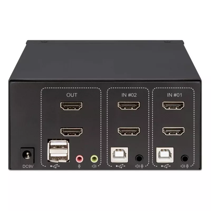 Przełącznik KVM Manhattan 2-Port 4K HDMI USB Audio do sterowania 2 komputerami