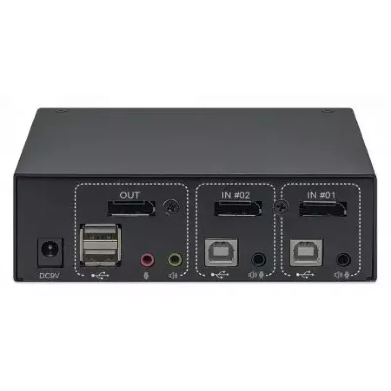 Przełącznik KVM Manhattan DisplayPort 1.2 2-portowy 4K@60Hz USB-A Audio