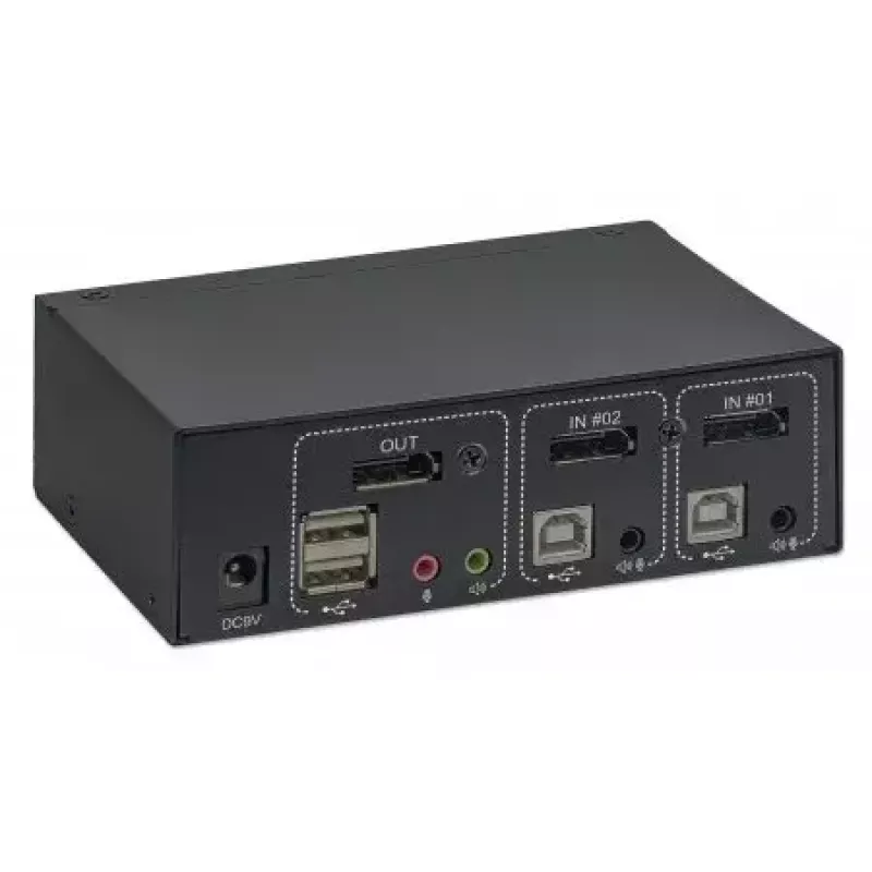 Przełącznik KVM Manhattan DisplayPort 1.2 2-portowy 4K@60Hz USB-A Audio