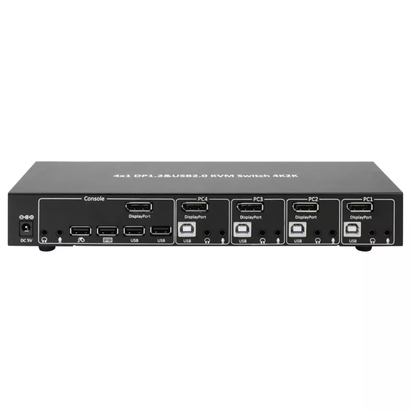 Techly IDATA DP-KVM4 Przełącznik KVM do montażu w szafie rack Czarny