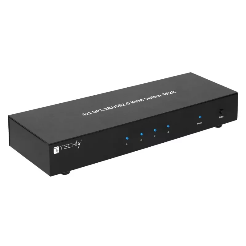 Techly IDATA DP-KVM4 Przełącznik KVM do montażu w szafie rack Czarny